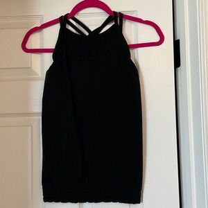 Athleta Black Strappy High-Neck Tank